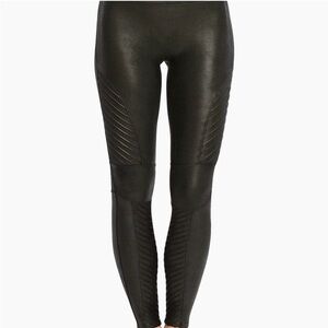 SPANX Black Faux Leather Moto Leggings
